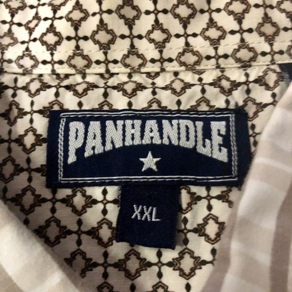 Panhandle Slim Shirt Mens XXL Used Botton Down Brown Plaid - Picture 8 of 12